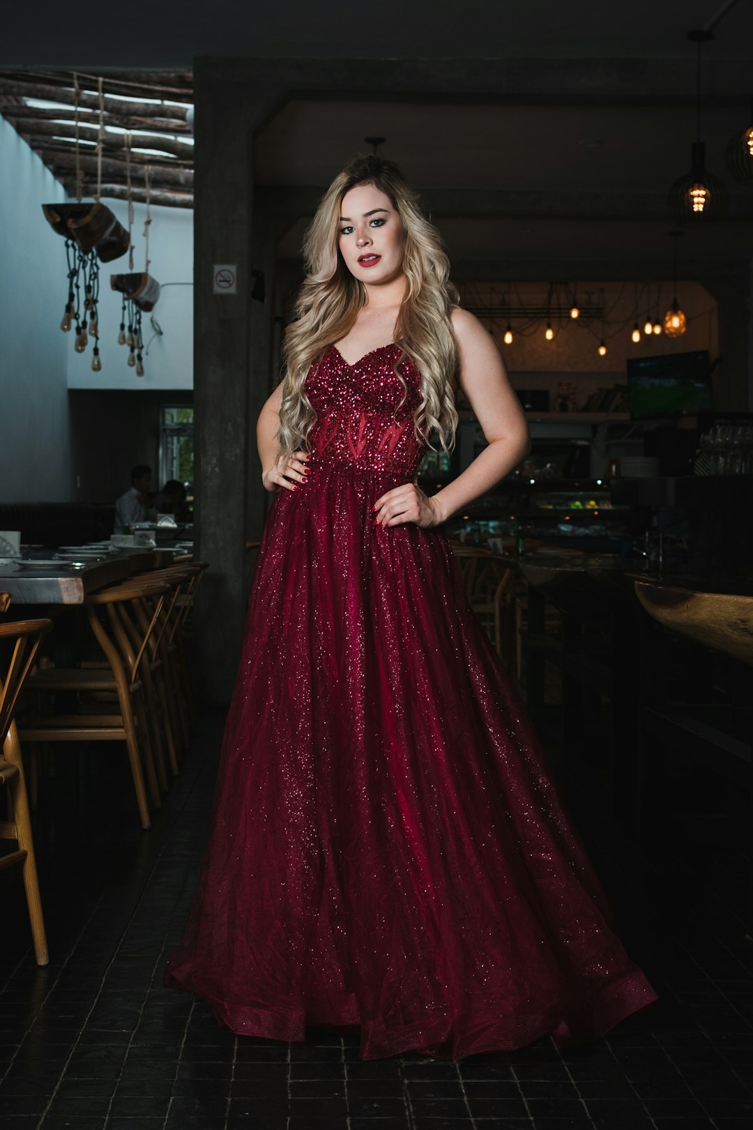 elegant woman in luxury dress