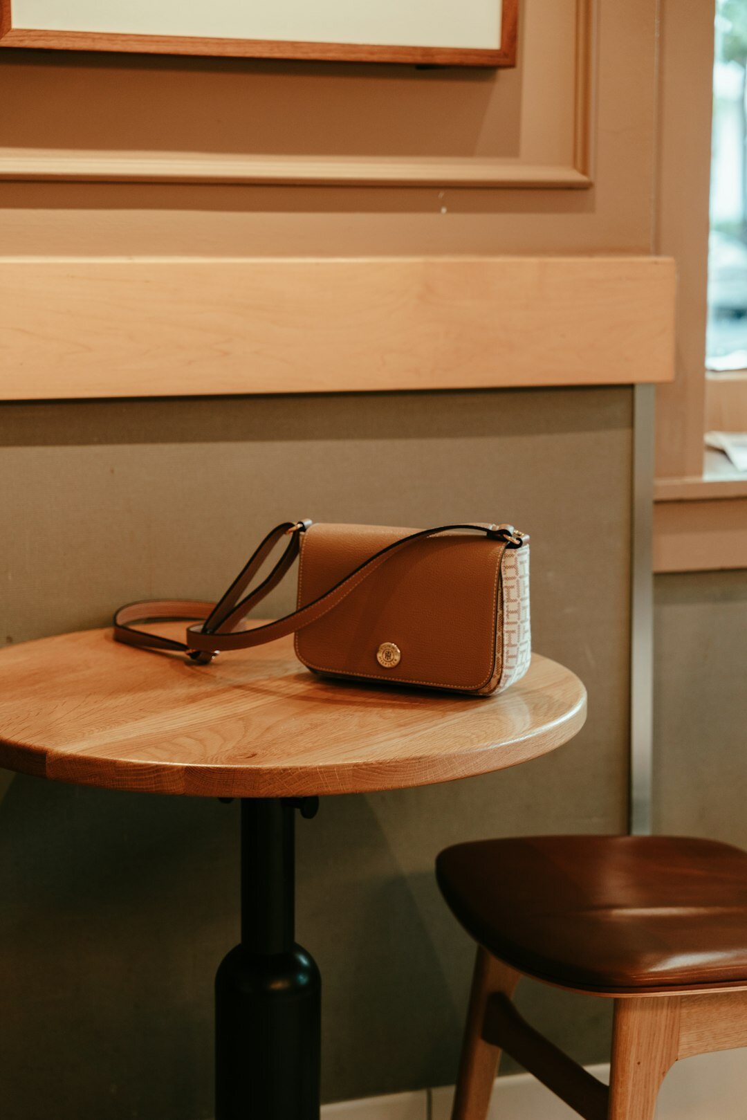 luxury handbag on table
